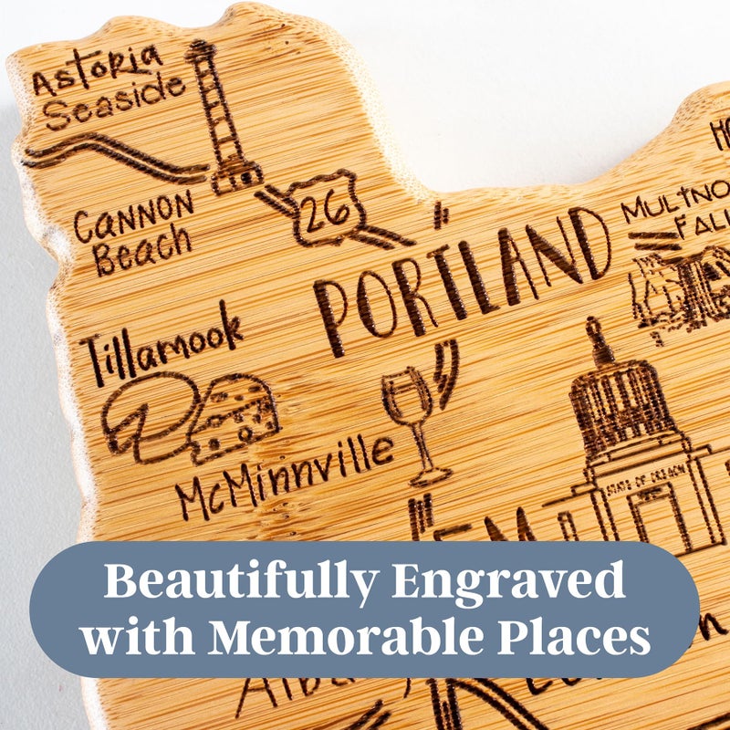 Totally Bamboo Destination Oregon State Shaped Cutting Board, Charcuterie and Cheese Serving Board â€“ Oregon Gift for Home DÃ©cor or Everyday Kitchen Use - Image 3